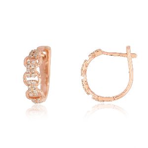Rose Gold Diamond Link Hoop Earrings