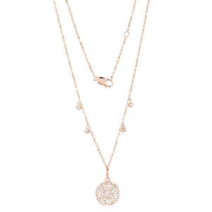 Rose Gold Disc with Charms Diamond necklace