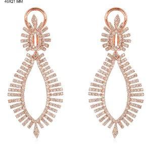 Rose Gold Marquise shaped Leaf Diamond Earring