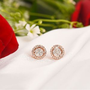 Rose Gold Round Diamond Studs