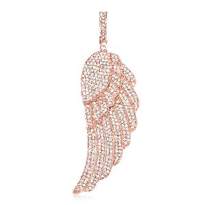 Rose Gold Single Feather Diamond Pendant