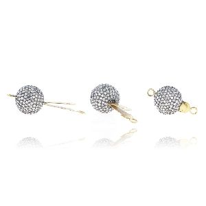 Sterling Silver 14MM Round Pave Diamond Lock