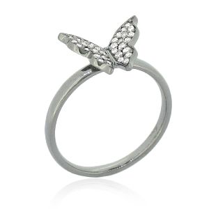 Sterling Silver Butterfly Diamond Rings