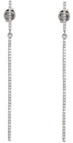 Sterling Silver Classy Single Line Diamond Bar Earrings
