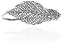 Sterling Silver Diamond Leaf Palm Bangle