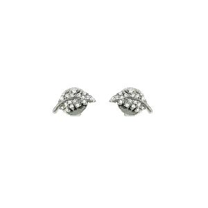 Sterling Silver Diamond Leaf Studs