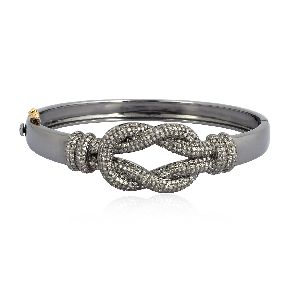 Sterling Silver Diamond Openable Knot Bangle