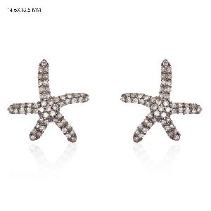 Sterling Silver Diamond Star Fish Studs