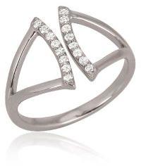 Sterling Silver Diamond Studded Gap Ring