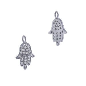 Sterling Silver Hamsa Diamond Pendant