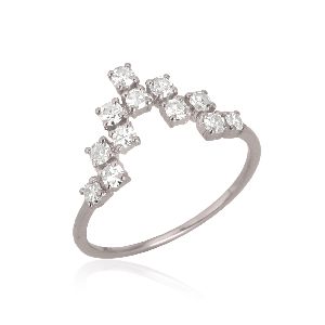 Sterling Silver Minimilistic Diamond Ring
