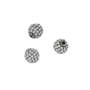 Sterling Silver Pave Diamond Beads