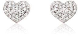 Sterling Silver Pave Diamond Heart Studs