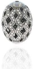 Sterling Silver Pave Diamond Oval Bead