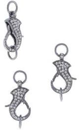 Sterling Silver Pave Diamonds Spring Locks