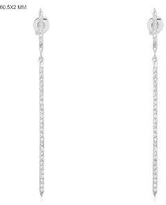 Sterling Silver Single Line Diamond Bar Earrings