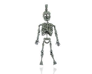 Sterling Silver Skeleton Diamond Pendant