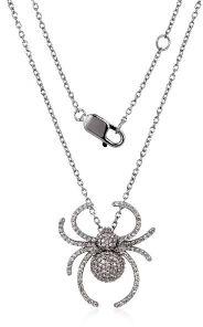 Sterling Silver Spider Diamond Pendant with Chain