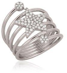 Sterling Silver Star Diamond Spiral Ring