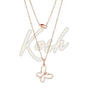 Gold Butterfly Diamond Pendant With Chain
