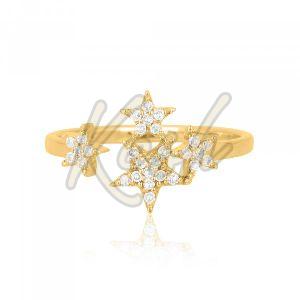 Gold Four Star Diamond Gap Ring