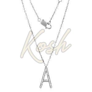 Sterling Silver Letter A Pendant with Chain