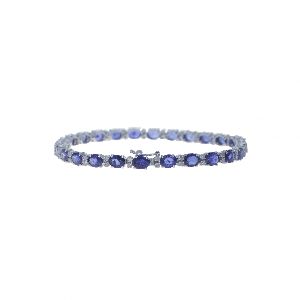 White Gold 5 X 4 mm Oval Blue Sapphire Tennis Bracelet