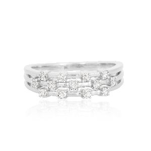 White Gold Multi Band Sprinkle Diamond Ring