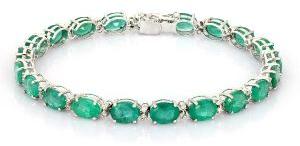 White Gold White Gold 7 X 5 mm Oval Emerald Tennis Bracelet