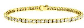 Yellow Gold 2.20 Cts Four Prong Diamond Tennis Bracelet