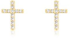 Yellow Gold Cross Diamond Studs