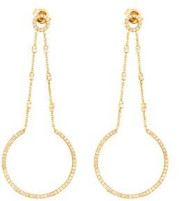 Yellow Gold Dangle Diamond Studded Semi Circle Earrings