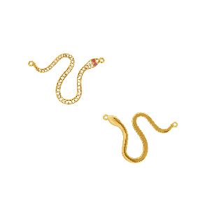 Yellow Gold Diamond Snake Connector with Ruby Eyes