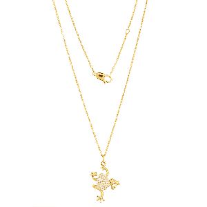 Yellow Gold Frog Diamond Pendant With Chain