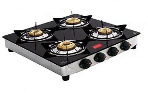 carves 4 burner ecco black glass ss frame lpg gas stove