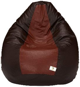 Brown and Tan Beans Filled Affluence Bean Bag with Footstool