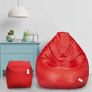 Red Beans Filled Affluence Bean Bag with Footstool