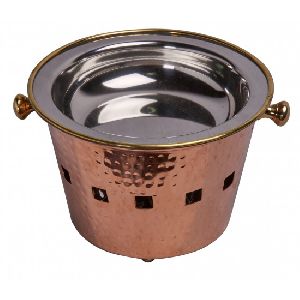 Brass Snacks Warmer Round