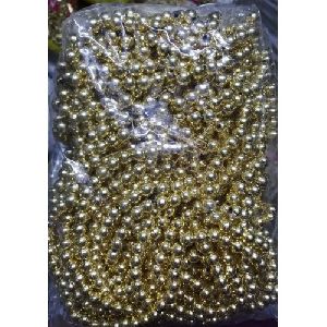 10 Mm Round Golden Metalized Plastic Beads