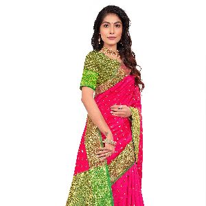 100% Pure Cotton Silk DR Makht Jacquard Saree