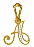 18Ct Real Diamond Yellow Gold A to Z Alphabet Pendant