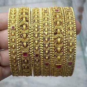 Imitation Pearl Antique Bangles