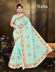 Neha Silk Crepe Embroidered Saree