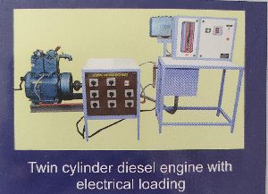 Twin cylinder Diesel engine with electrical loading
