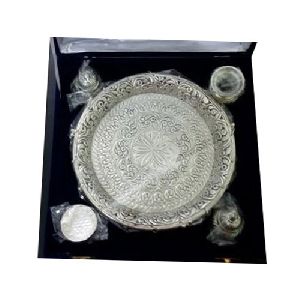 White Metal Puja Thali