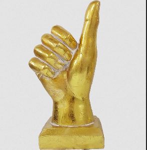Golden Thumbs Up Hand Statue