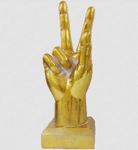 Golden Victory Sign Hand Statue