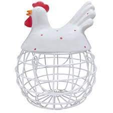 White Rooster Egg Basket