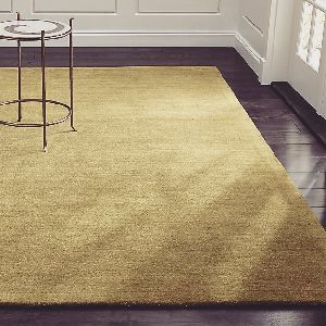 Hand Tufted Soild Yellow Woolen Floor Carpet