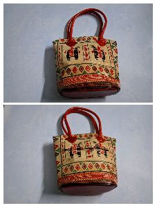 Block printed leather bags